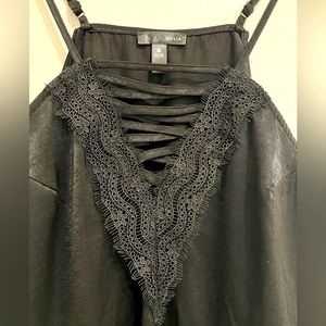 AQUA Silk Sleeveless Top Black